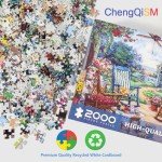 2000 Piece Garden Tea Party Puzzles, Flower Garden Party Puzzles for Adults 2000 Pieces and Up, Puzzle 2000 Pieces, Oil Painting Jigsaw Puzzles Classic Challenging Puzzle for Adults Teens