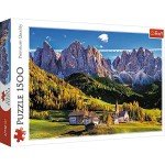 Trefl Val di Funes Valley, Dolomites, Italy 1500 Piece Jigsaw Puzzle Red 33"x23" Print, DIY Jigsaw, Creative Fun, Classic Puzzle for Adults and Children from 12 Years Old