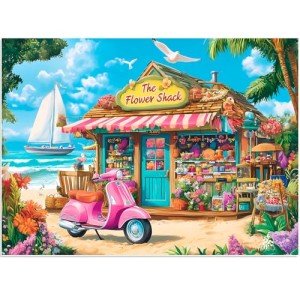 500 Pieces Puzzle for Adults, Beach House Flower Puzzle, Recycled Cardboard Jigsaw Puzzles 500 Pieces, Challenging Puzzles Game Home Art Decor Birthday Party Gift Toy for Teens Seniors 20.5 * 15 inch