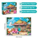 500 Pieces Puzzle for Adults, Beach House Flower Puzzle, Recycled Cardboard Jigsaw Puzzles 500 Pieces, Challenging Puzzles Game Home Art Decor Birthday Party Gift Toy for Teens Seniors 20.5 * 15 inch