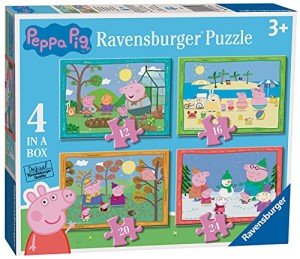 Ravensburger Peppa Pig Four Seasons 4 in Box (12, 16, 20, 24 Pieces) Jigsaw Puzzles for Kids Age 3 Years Up