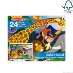 Melissa & Doug Safari Social Jumbo Jigsaw Floor Puzzle (24 pcs, 2 x 3 feet) - FSC Certified