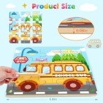 Zeoddler Wooden Puzzles for Toddlers, 8 Pack Vehicle Jigsaw Puzzles for Kids3-5, 9 Pieces Preschool Learning Activities, Learning & Educational Toys, Gift for Boys, Girls
