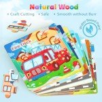 Zeoddler Wooden Puzzles for Toddlers, 8 Pack Vehicle Jigsaw Puzzles for Kids3-5, 9 Pieces Preschool Learning Activities, Learning & Educational Toys, Gift for Boys, Girls