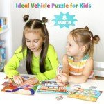 Zeoddler Wooden Puzzles for Toddlers, 8 Pack Vehicle Jigsaw Puzzles for Kids3-5, 9 Pieces Preschool Learning Activities, Learning & Educational Toys, Gift for Boys, Girls