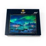 MyPuzzle Aurora Borealis Over Sea Coast, Lights at Night. Northern Lights On Lofoten Islands, Norway - Premium 1000 Piece Jigsaw Puzzle for Adults