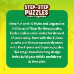 Skillmatics Step by Step Puzzles - 40 Piece Jigsaw & Toddler Puzzles, Montessori Educational Toy for Boys & Girls, Fruits and Vegetables, Travel Friendly, Gifts for Kids Ages 3, 4, 5 and Up