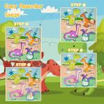 Funsland Wooden Toddler Puzzles - 4 Pcs Eco-Friendly Animal Patterns Jigsaw With Handles - Infant Kid Fine Motor Skill Learning Educational Montessori Toys for 1-3 Years Old