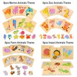 Faburo 8pcs Wooden Puzzles for Toddlers 1-3, Toddler Puzzles Ages 2-4, Montessori Toys for 1-3+ Years Girl Boy, Sea Animal Puzzle for Kids, Jigsaw Puzzle Educational Toys Preschool for 1-4