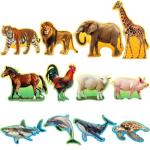 BenBen Puzzles for Toddlers 2-4,12 Animal Puzzles, 3 Levels Step-by-Step Color-Coded Jigsaw Puzzles, 48 Pieces Total, Educational Montessori Toys for Preschool Girls Boys