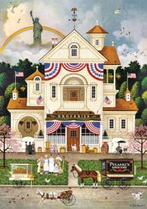 Buffalo Games - Charles Wysocki - Lady Liberty's Independence Day Enterprising - 500 Piece Jigsaw Puzzle for Adults -Challenging Puzzle Perfect for Game Nights