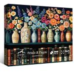Wildflower Puzzles for Adults 1000 Pieces, PICKFORU Vintage Flower Book Puzzle, Wildflower Pages Jigsaw Puzzle for Book Lover, Floral Art Bookshelf Library Puzzles