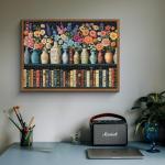 Wildflower Puzzles for Adults 1000 Pieces, PICKFORU Vintage Flower Book Puzzle, Wildflower Pages Jigsaw Puzzle for Book Lover, Floral Art Bookshelf Library Puzzles