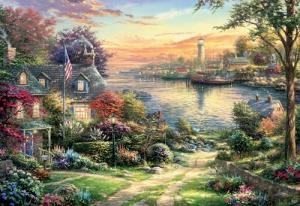 Ceaco - Silver Select - Thomas Kinkade - New England Harbor - 2000 Piece Jigsaw Puzzle for Adults - Challenging Puzzle Perfect for Game Nights - Finished Size is 38.50 x 26.50
