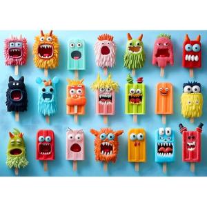 500 Piece Puzzles for Adults Funny Colorful Monster Ice Cream Jigsaw Puzzles 500 Pieces Cute Food Family Puzzle Challenging Family Puzzle Games Gift for Adults (21"x15")