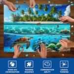 Sutinban Sea Turtle 1000 Piece Puzzle for Adults, Coolest Adult Puzzle 1000 Pieces, Wave Spirit Hawaii Ocean Jigsaw Puzzles Home Decor Happy Family Time
