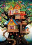 Tree House Art Puzzle for Adults 1000 Pieces, Colorful Plant Painting Jigsaw Puzzles Fantasy Tree of Life Puzzles, Challenging Hard Nature Puzzles for Adults Home Decor