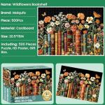 500 Piece Puzzle for Adults | Vintage Wildflowers Books Puzzle | Recycled Cardboard Plant Flowers Jigsaw Puzzle 500 Pieces | Challenging Game Home Decor Birthday Party Gift Toy for Adults Kids Seniors