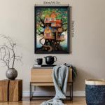 Tree House Art Puzzle for Adults 1000 Pieces, Colorful Plant Painting Jigsaw Puzzles Fantasy Tree of Life Puzzles, Challenging Hard Nature Puzzles for Adults Home Decor