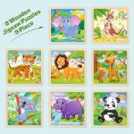 Wooden Puzzles for Toddlers 2-4, 9 Pieces Animal Jigsaw Puzzles for Kids Ages 3-5, Preschool Learning Activities, Learning & Educational Toys, Gifts for Boys, Girls