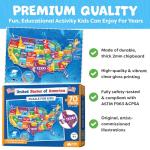 United States Puzzles for Kids Ages 4-6 - Educational Toys for Boys & Girls - 70Pcs USA Map Kids Puzzle with 50 States & Capitals - Floor Jigsaw Puzzles - Fun Learning Activities & Gifts for Children