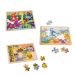 Melissa & Doug 3-Puzzle Jigsaw Set - Dinosaurs, Ocean, and Safari