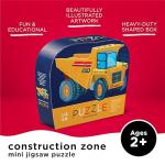 Crocodile Creek 12-Piece Mini Jigsaw Puzzle - Fun Floor Puzzles for Kids Ages 2-4 and Up - Heavy-Duty Shaped Box for Storage - Construction Zone with Dump Truck - 12" x 9" Finished