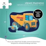Crocodile Creek 12-Piece Mini Jigsaw Puzzle - Fun Floor Puzzles for Kids Ages 2-4 and Up - Heavy-Duty Shaped Box for Storage - Construction Zone with Dump Truck - 12" x 9" Finished