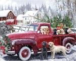 Bits and Pieces 3000 Piece Puzzles for Adults - Large 32" x 45" Jigsaw Puzzles 3000 Pieces Red Truck Presents Dogs, Random Die Cut, No 2 Pieces Alike, Christmas Delivery