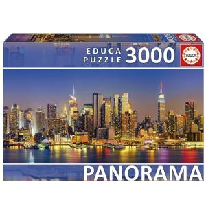 Educa - New York Skyline | 3000 Piece Puzzle for Adults in Panoramic Format. Measurements: 47,24" x 33,46". Includes Lost Part Service While Supplies Last. from 14 Years Old (19948)