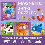 QUOKKA Magnetic Toddler Puzzles Ages 2-4 - 20 Pieces Kids Puzzles Ages 3-5 - Travel Games for Kids 4-6 - Animal Toddler Travel Toys - Car Airplane Road Trip Activities for Boys and Girls