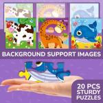 QUOKKA Magnetic Toddler Puzzles Ages 2-4 - 20 Pieces Kids Puzzles Ages 3-5 - Travel Games for Kids 4-6 - Animal Toddler Travel Toys - Car Airplane Road Trip Activities for Boys and Girls