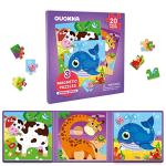 QUOKKA Magnetic Toddler Puzzles Ages 2-4 - 20 Pieces Kids Puzzles Ages 3-5 - Travel Games for Kids 4-6 - Animal Toddler Travel Toys - Car Airplane Road Trip Activities for Boys and Girls