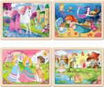 Wooden Puzzles for Kids Ages 4-6, 4 Packs 24 PCs Unicorn Mermaid Princess Fairy Jigsaw Puzzles, Preschool Educational Brain Teaser Toys for Girls 3 4 5 6 Years Old.