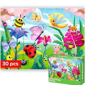 QUOKKA Puzzles for Kids Ages 3-5 - 30 Pieces Puzzles for Toddlers 2-4 - Bugs Learning Jigsaw Puzzles for Kids 4-6 Years Old - Educational Toys for Boy and Girl