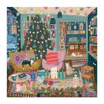 Galison Season's Reading – 500 Piece Foil Jigsaw Puzzle Featuring Beautiful Artwork of A Cozy Christmas Bookshop Scene with Gold Foil Accents