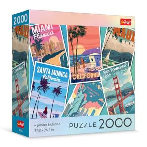 Trefl - Square Box - Journey Through The USA, 2000 Piece Jigsaw Puzzle 38"x27" Print, DIY Puzzle, Creative Fun, Classic Jigsaw for Adults and Children from 12 Years Old