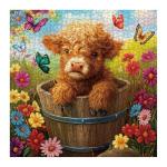 Highland Cow Sunflower Puzzle 1000 Piece for Adults, Colorful Flower Butterfly Jigsaw Puzzle, Animal Floral Scenery Puzzles