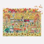 Galison Pumpkin Patch – 1000 Piece Michael Storrings Jigsaw Puzzle Featuring Beautiful Artwork of A Pumpkin Patch During A Fall Day