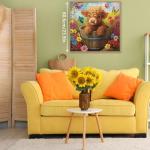 Highland Cow Sunflower Puzzle 1000 Piece for Adults, Colorful Flower Butterfly Jigsaw Puzzle, Animal Floral Scenery Puzzles
