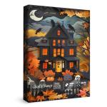 Halloween Puzzles Paper Cut Art Puzzle 1000 Pieces for Adults, Horror Jigsaw Puzzle Scary House, Ghost Autumn Collage Puzzle for Family Decorations