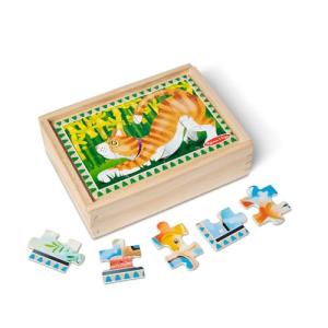 Melissa & Doug 4‑in‑1 Wooden Pets Jigsaw Puzzle Set, 48 Pieces with Storage Box, Toddler Puzzle Toy for Kids Ages 3+ - FSC Certified
