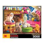 RoseArt - Kodak Premium - Kittens by The Fireplace - 3000 Piece Jigsaw Puzzle for Adults