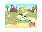 Wooden Puzzles Farm Chunky Baby Puzzles Peg Board, Full-Color Pictures for Preschool Educational Jigsaw Puzzles, 7Pieces