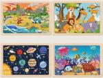 Puzzles for Kids Ages 4-6, 4 Packs 24 Piece Wooden Jigsaw Puzzle for Toddlers 5-8, Preschool Educational Puzzle Boards Toys Gifts for 4 5 6 7 8 Boys Girls