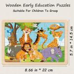 Puzzles for Kids Ages 4-6, 4 Packs 24 Piece Wooden Jigsaw Puzzle for Toddlers 5-8, Preschool Educational Puzzle Boards Toys Gifts for 4 5 6 7 8 Boys Girls