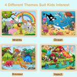 Wooden Puzzles for Kids Ages 4-6, 24 Piece Animals Puzzles for Toddlers 2-4,Jigsaw Puzzles for Kids Ages 3-5, Preschool Educational Puzzles Board Toys Gifts for Boys and Girls 3 4 5 6 Years Old