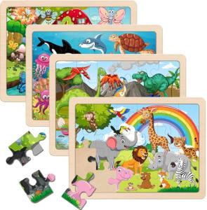 Wooden Puzzles for Kids Ages 4-6, 24 Piece Animals Puzzles for Toddlers 2-4,Jigsaw Puzzles for Kids Ages 3-5, Preschool Educational Puzzles Board Toys Gifts for Boys and Girls 3 4 5 6 Years Old
