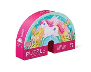 Crocodile Creek 12-Piece Mini Jigsaw Puzzle - Fun Floor Puzzles for Kids Ages 2-4 and Up - Heavy-Duty Shaped Box for Storage - Sweet Unicorn - 12" x 9" Finished