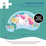 Crocodile Creek 12-Piece Mini Jigsaw Puzzle - Fun Floor Puzzles for Kids Ages 2-4 and Up - Heavy-Duty Shaped Box for Storage - Sweet Unicorn - 12" x 9" Finished